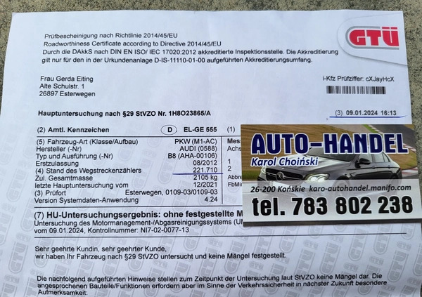 Audi A4 cena 49900 przebieg: 222000, rok produkcji 2012 z Strzyżów małe 631